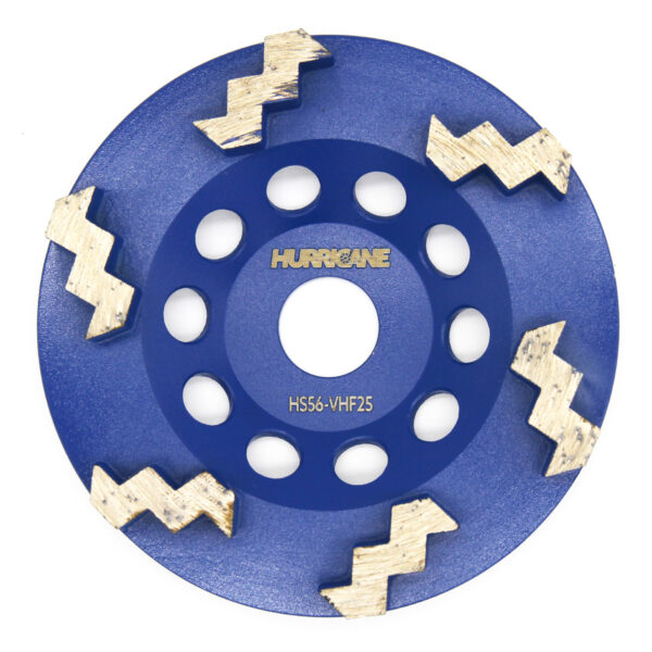 5 Inch 6 Saw Segments 25 Grit Cup Wheels | Very Hard Floor