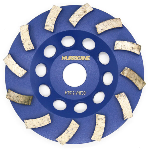 5 Inch 12 Tornado Segments 30 Grit Cup Wheels | Very Hard Floor