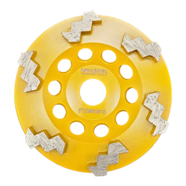 5 Inch 125mm 6 Saw Segments 25 Grit Cup Wheels | HARD Floor