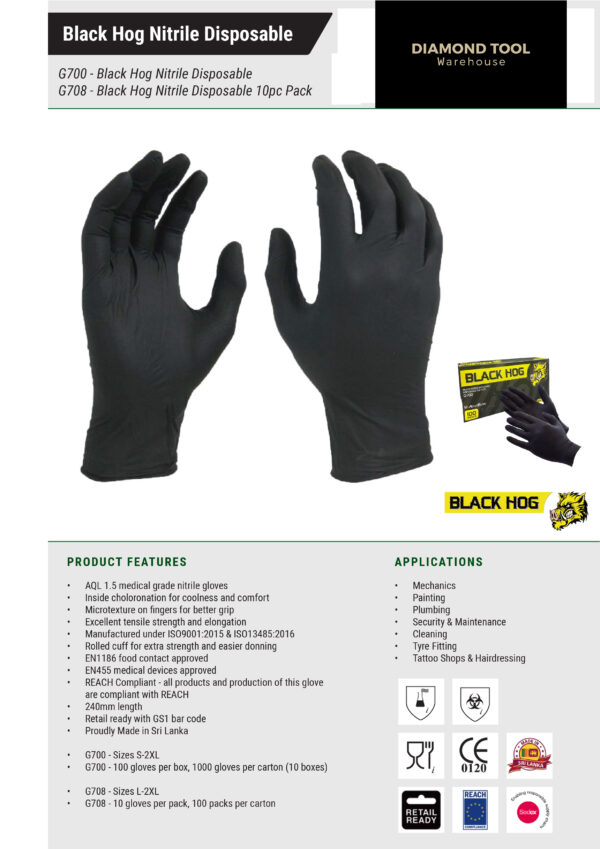 Black Hog Nitrile Gloves - The Best Gloves - - Image 2